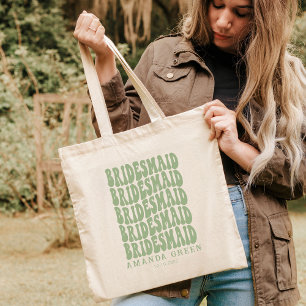 Salbeigrüne Boho Retro Personalisierte Hen Party  Tragetasche