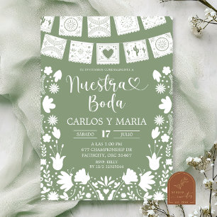 Salbeigrüne Boho Talavera Mexikanische Unsere Hoch Einladung