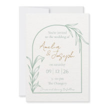 Salbeigrüne botanische Bogen-Hochzeitseinladung