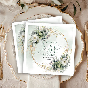 Salbeigrüne Botanische Brautparty-Servietten Serviette
