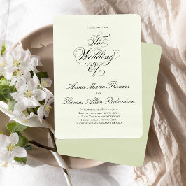Salbeigrüne Botanische Elegante Minimale Hochzeit Einladung
