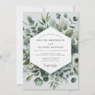 Salbeigrüne botanische Eleganz Hochzeit Einladung