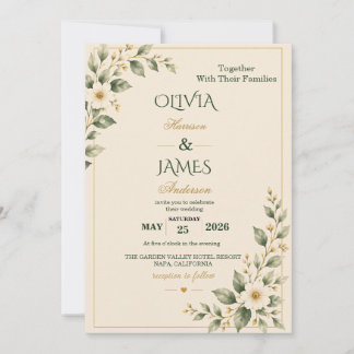 Salbeigrüne botanische Hochzeitseinladung Einladung