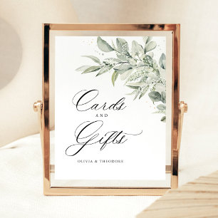 Salbeigrüne botanische Karten & Geschenke Hochzeit Sockelschild