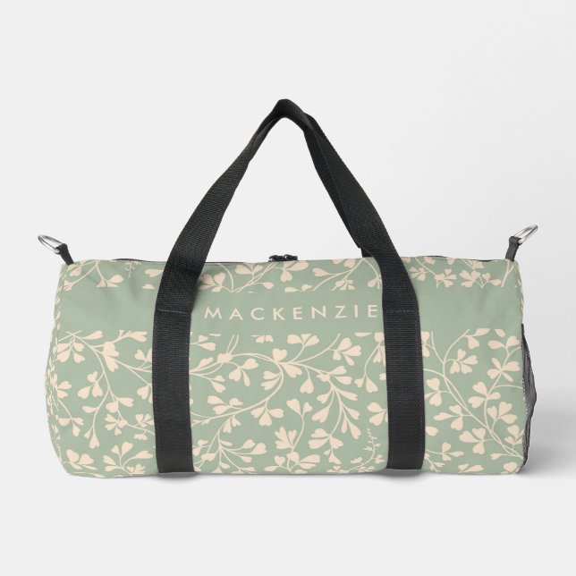 Salbeigrüne Botanische Personalisierte Duffle Bag (Vorderseite)