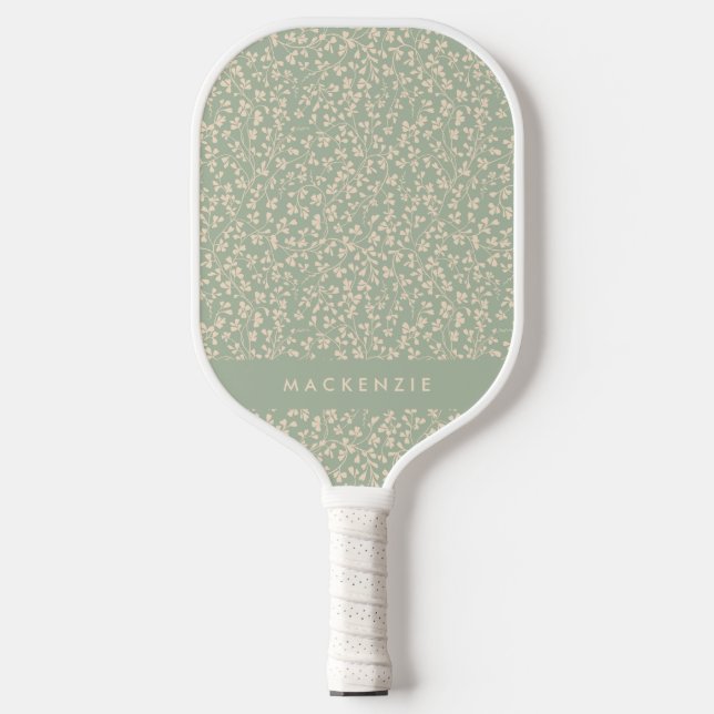 Salbeigrüne botanische personalisierte  pickleball schläger (Vorderseite)