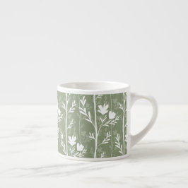 Salbeigrüne botanische stille Floralsilhouette Espressotasse