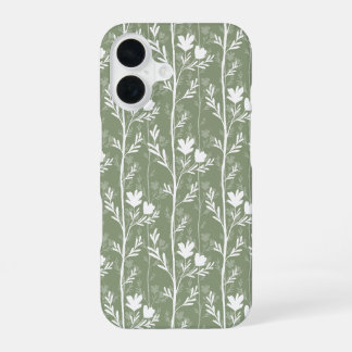 Salbeigrüne botanische stille Floralsilhouette iPhone 16 Hülle