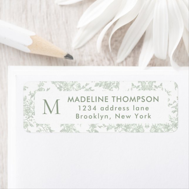 Salbeigrüne botanische Toile-Monogrammadresse (Insitu)