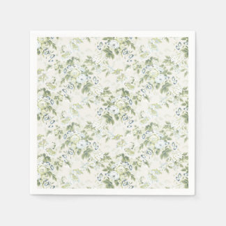 Salbeigrüne Chintz-Cocktailservietten, Englische B Serviette