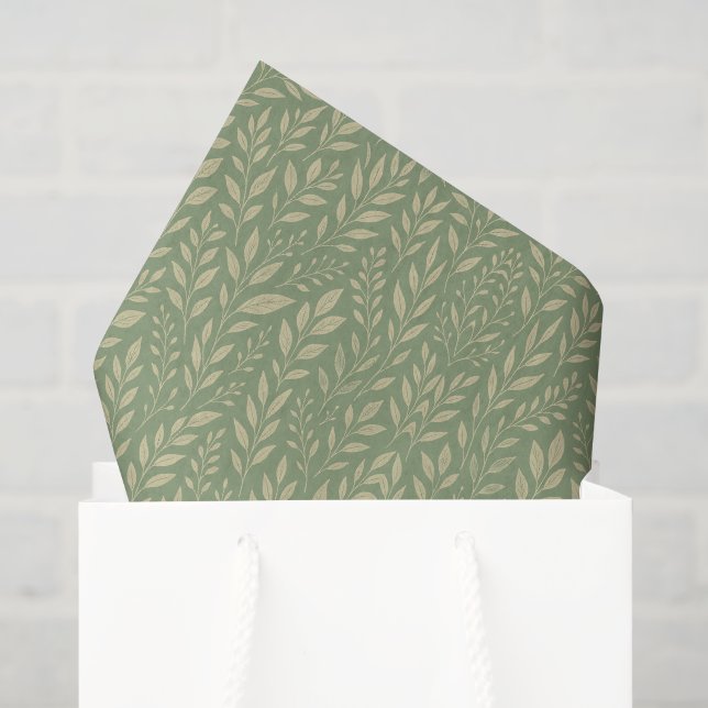 Salbeigrüne Creme-Olive-Botanik Seidenpapier (Geschenktüte)