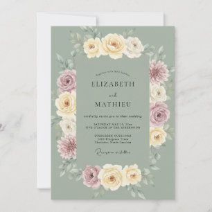 Salbeigrüne Dahlie Hochzeit Einladung