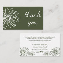 Salbeigrüne Daisy-Blumen-Dankeskarten