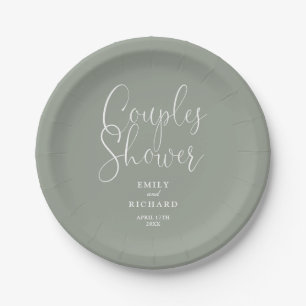 Salbeigrüne elegante Bridal Hochzeitsdusche für Pa Pappteller