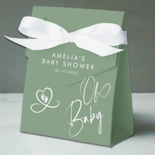 Salbeigrüne elegante Schrift Baby-Party Geschenkschachtel