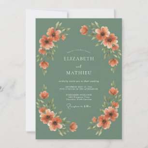 Salbeigrüne erdige herbstliche Hochzeit Einladung