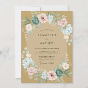 Salbeigrüne errötende Rosenhochzeit Einladung