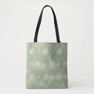 Salbeigrüne ethnische Blumen-Tie-Dye-Tasche