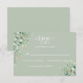 Salbeigrüne Eukalyptus-Blatt-Hochzeits-RSVP-Karte RSVP Karte
