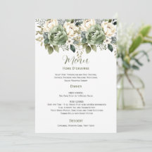 Salbeigrüne Eukalyptus-Blumenhochzeit | Menü