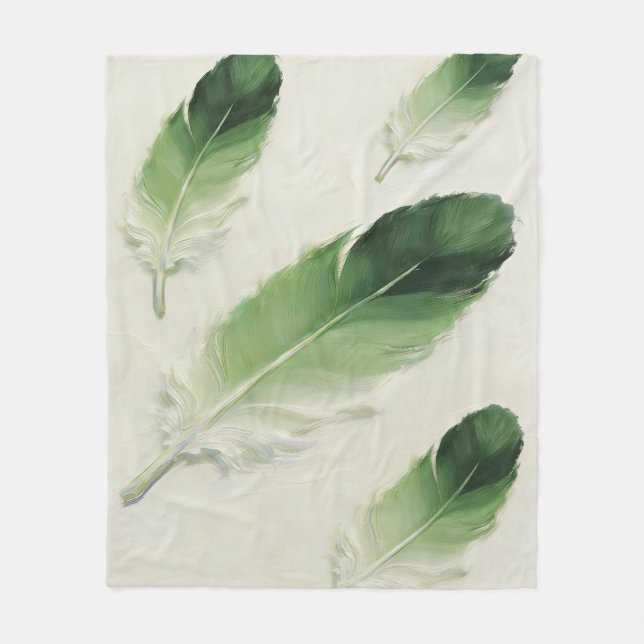 Salbeigrüne Federweiche Ästhetische Moderne Boho Fleecedecke (Vorderseite)