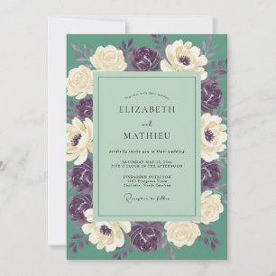 Salbeigrüne fesselnde florale Hochzeit Einladung