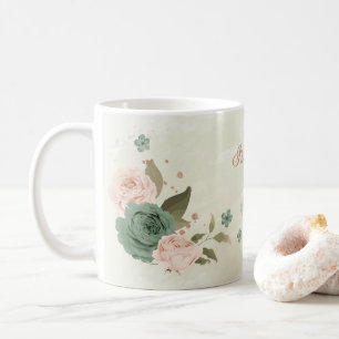 Salbeigrüne Floral-Blush Kaffeetasse