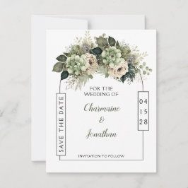 Salbeigrüne Florale Eukalyptus Hochzeitsankündigun Einladung