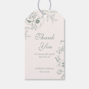 Salbeigrüne Florale Gartenhochzeit Danke Geschenkanhänger