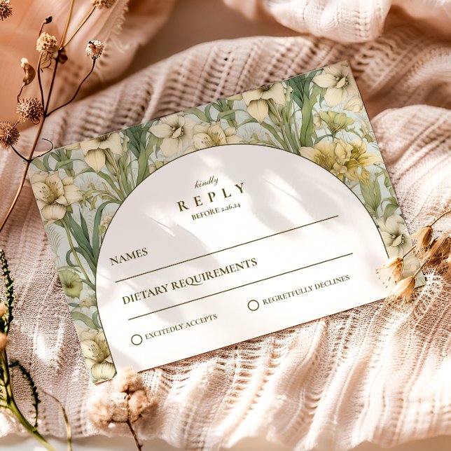 Salbeigrüne florale Hochzeitsbogen RSVP Karte (Von Creator hochgeladen)