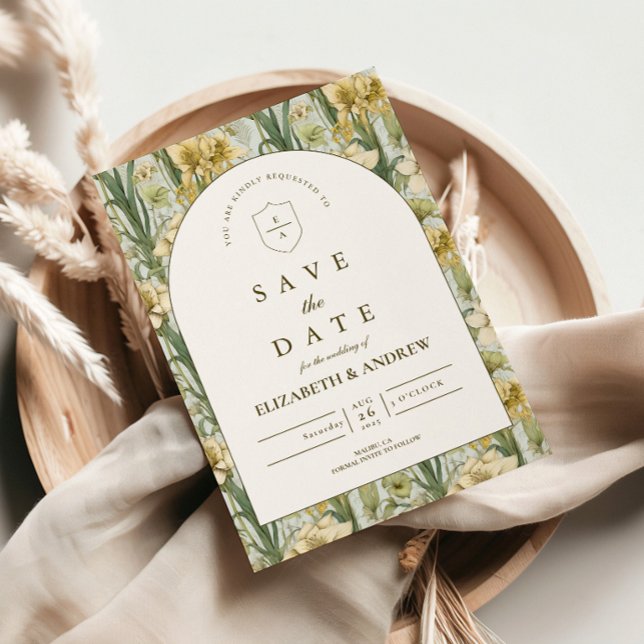 Salbeigrüne Florale Hochzeitsbogen Save The Date (Von Creator hochgeladen)