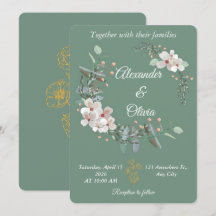 Salbeigrüne Florale Hochzeitseinladung Editierbar