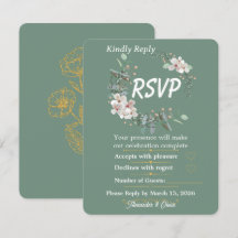 Salbeigrüne Florale RSVP-Karte Editierbar
