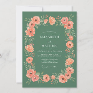 Salbeigrüne Florale Umarmung Hochzeit Einladung