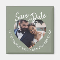 Salbeigrüne Foto Moderne Schrift Save-the-Date-Kar