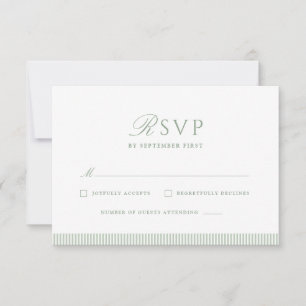 Salbeigrüne gestreifte Hochzeitsantwortkarte RSVP Karte
