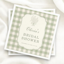 Salbeigrüne Gingham-Brautparty Serviette