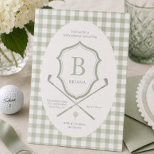 Salbeigrüne Golf-Baby-Shower-Einladung