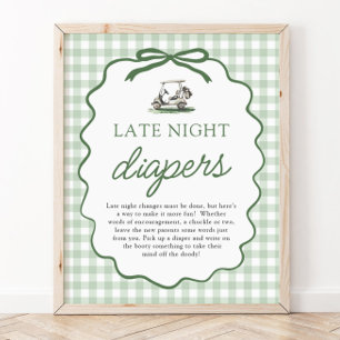 Salbeigrüne Golf Late Night Windeln Babyparty Poster