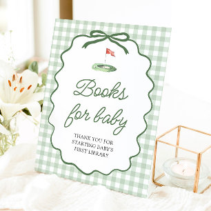 Salbeigrüne Golf-Schleifen-Baby-Party-Bücher für B Sockelschild