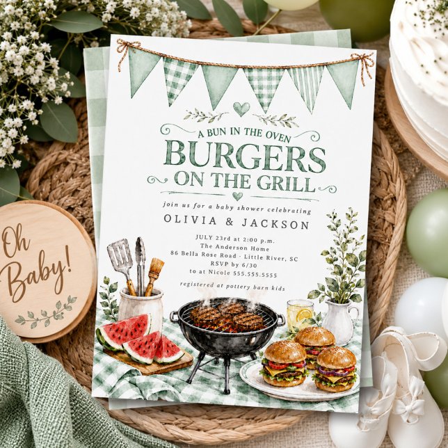 Salbeigrüne Grillburger-Einladung Einladung (Von Creator hochgeladen)