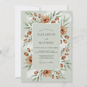 Salbeigrüne herbstliche Hochzeit Einladung