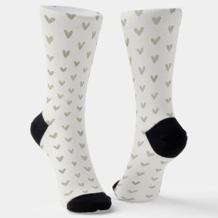 Salbeigrüne Herz-Muster-Socken Socken