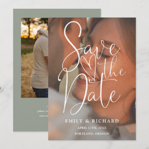 Salbeigrüne Hochzeit 2 Foto Elegantes Skript Save The Date