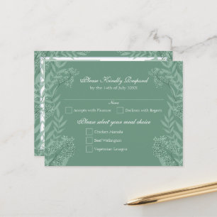 Salbeigrüne Hochzeit Vintage Postkarte RSVP