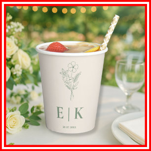 Salbeigrüne Hochzeit Wildblume Pappbecher