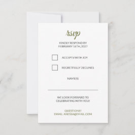 Salbeigrüne Hochzeits-RSVP RSVP Karte