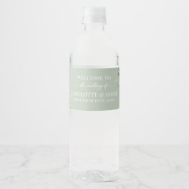 Salbeigrüne Hochzeits-Wasserflaschen-Etikette Wasserflaschenetikett