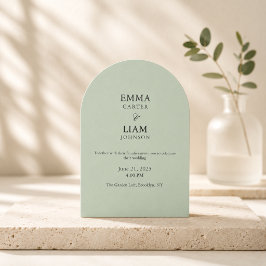 Salbeigrüne Hochzeitseinladung Minimal Elegant Einladung