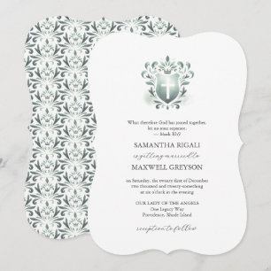 Salbeigrüne Hochzeitskarten Christlich Einladung